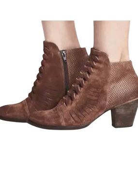 Free People Loveland Suede Woven Ankle Boots